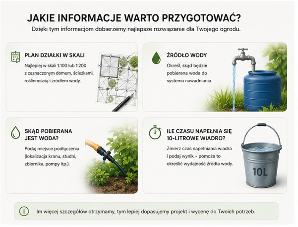 Plan działki potrzebny do projektu nawadniania