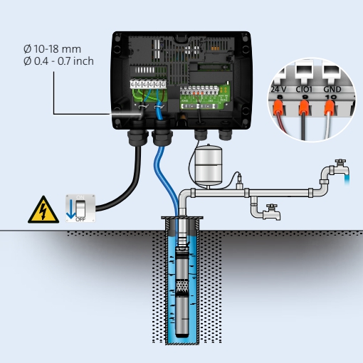 Sterownik CU 302 z sensorem ciśnienia, zbiornikiem 8l, złączką do systemu hydroforowego SQE 93187297 zdjęcie numer 3