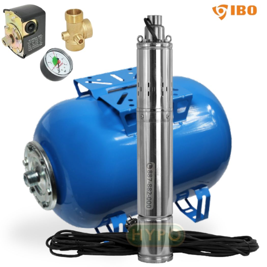 Zestaw głębinowy - pompa 3,5" SCR 1,8-50-0,5 230V IBO zbiornik 24L poziomy (0,55kW) 230V IBO